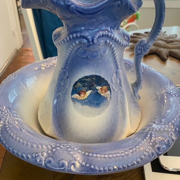 Dining Vintage Ironstone Pitcher And Bowl Set Perfect Condition No